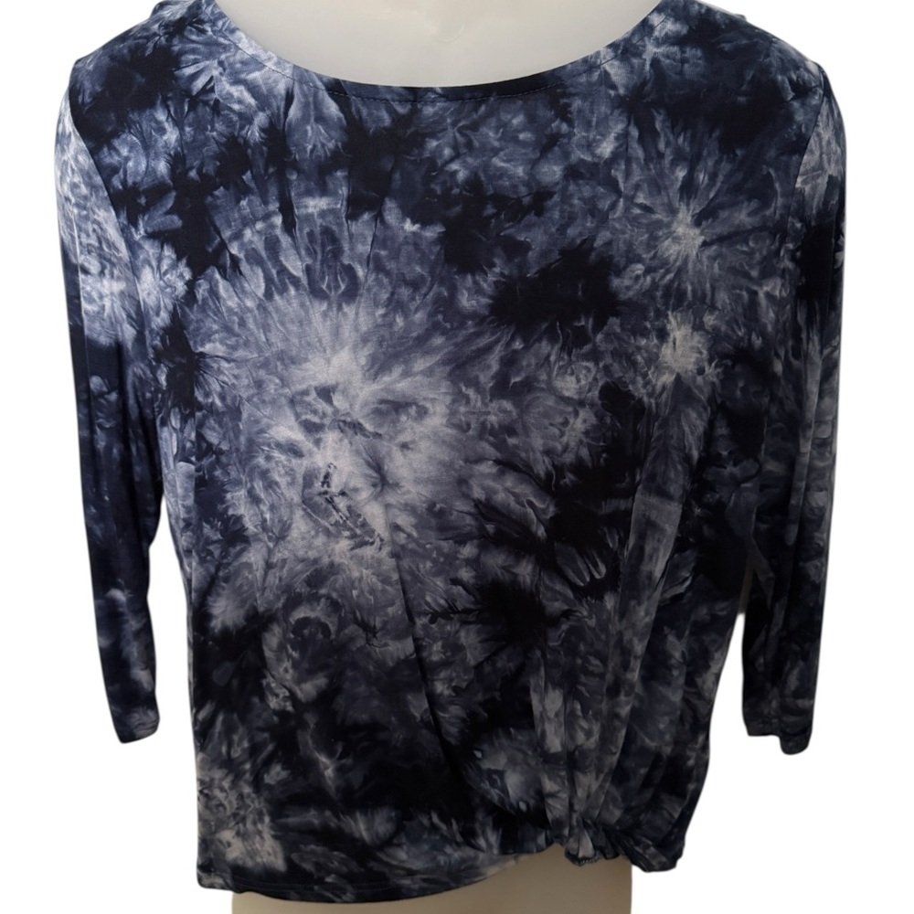 Como Vintage Tie-Dye Navy Blue & White Top Women PM Petite Medium
